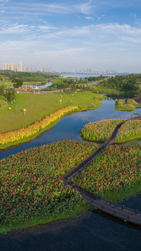 The morning light by songya lake is slightly intoxicating