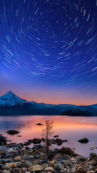 Tranquil Lake Mirror, Capturing Star Trails and Mountains