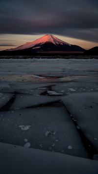 Winter Pink Mist Fuji Mountain