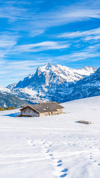 Winter landscape with snow Swiss Alps
