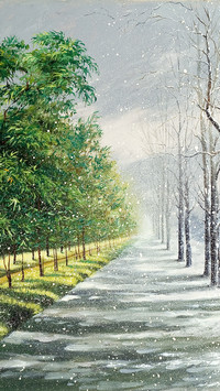 Oil painting on ice and snow