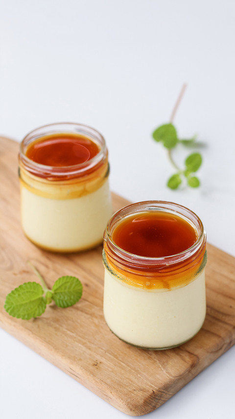 Creme brulee or Crème brûlée no bake served on jar preview