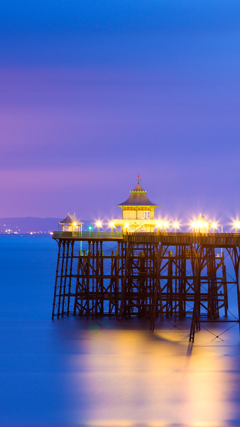 Clevedon pier illuminations at night somerset england preview