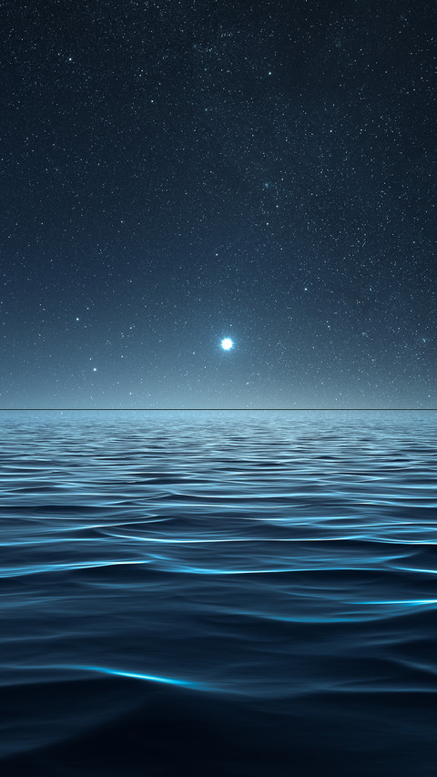Starry sky on blue sea level preview