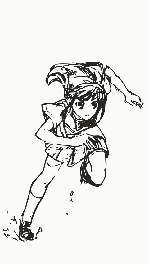 黑白风动漫少女-拍信图库 preview
