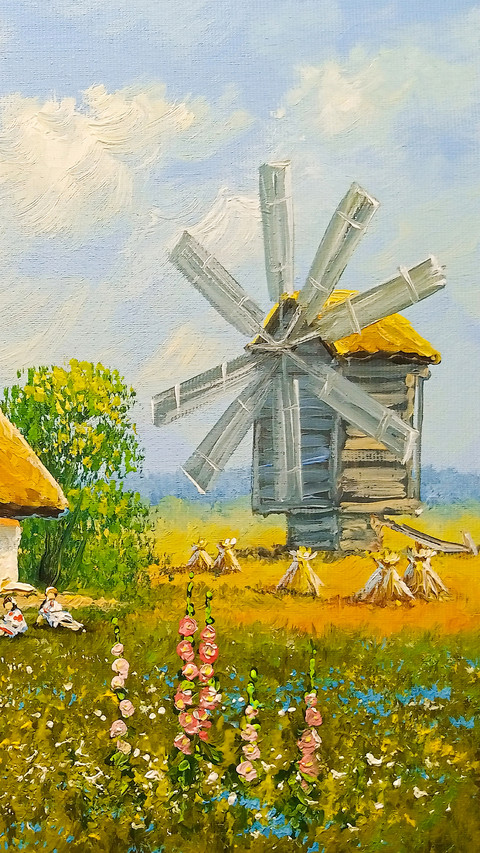 Rural Countryside Farmland Oil Painting preview