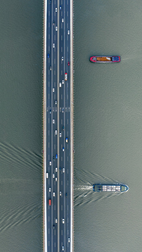 Overlooking Xupu Bridge and Cargo Shipping in Shanghai preview