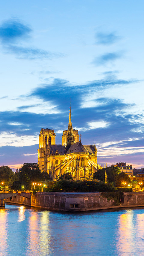 Notre Dame Cathedral with River Seine at dusk preview