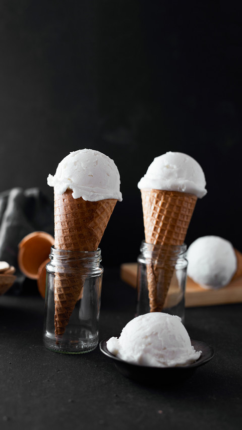 Vanilla Ice Cream in a waffle cones preview