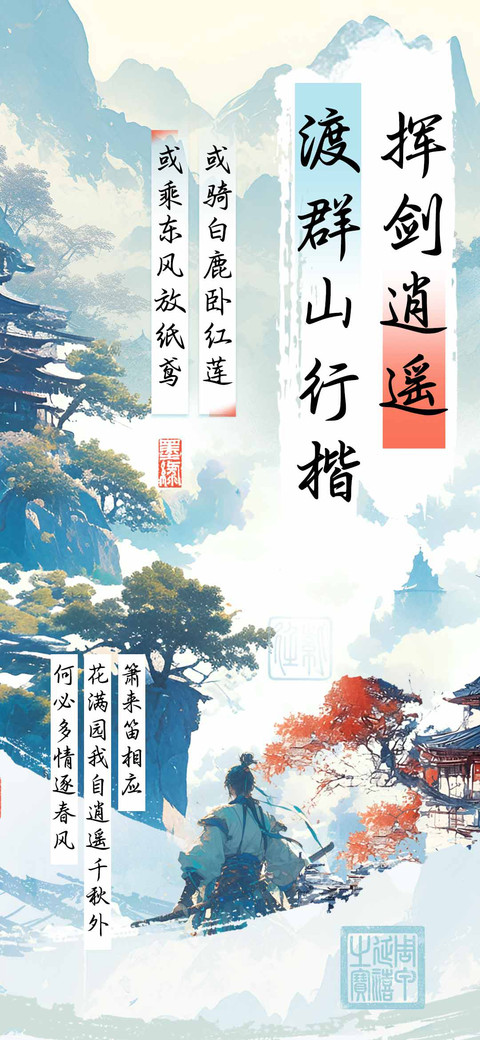 挥剑逍遥渡群山行楷 preview
