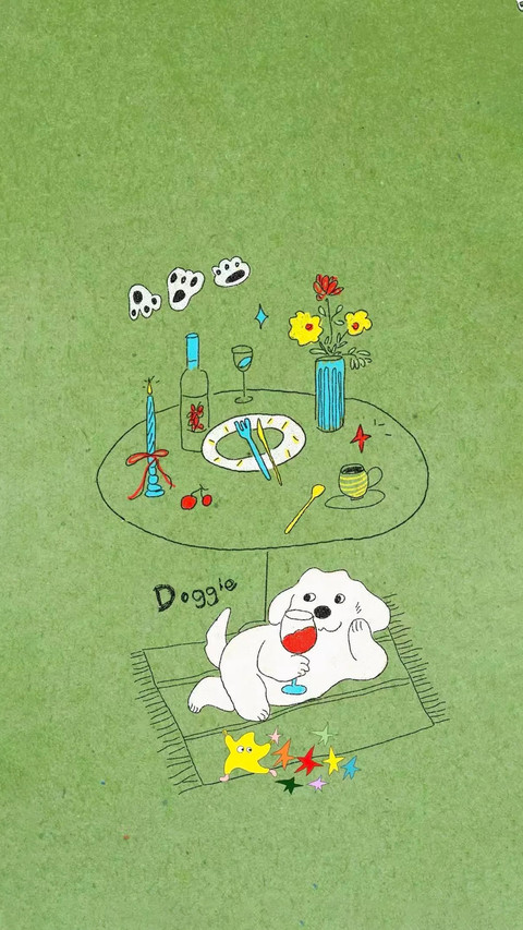 可爱动物线条壁纸-锐景创意 preview