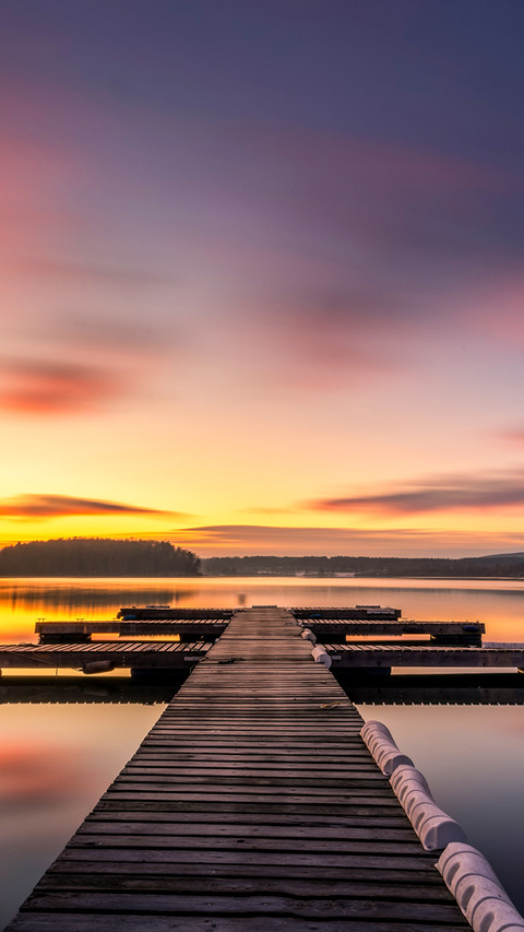 Sunrise lake pier scene view preview