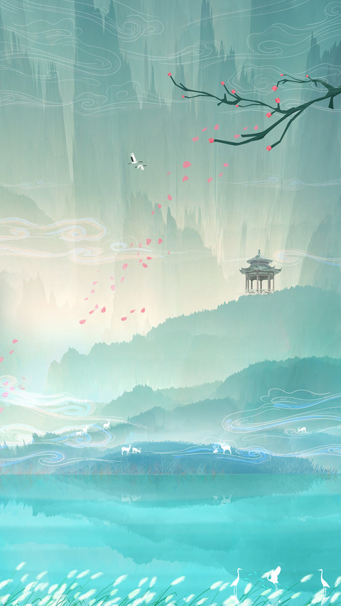 Background of chinese style mountain and river preview