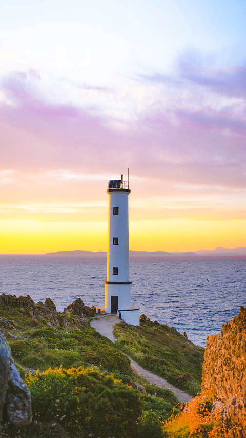 Galician lighthouse at the sea preview