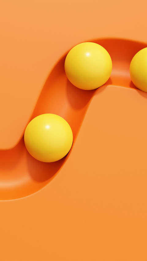 A bright yellow sphere on an orange background preview