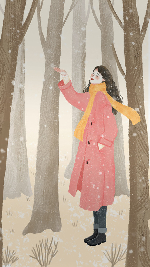 Girl Picking Snowflakes by Hand preview