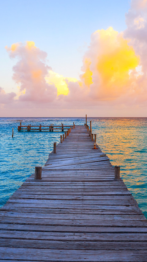 Mahahual Caribbean beach sunset in Costa Maya, Mayan Mexico preview