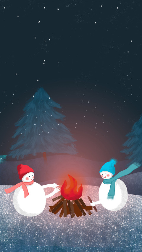 Two warm snowmen in winter preview