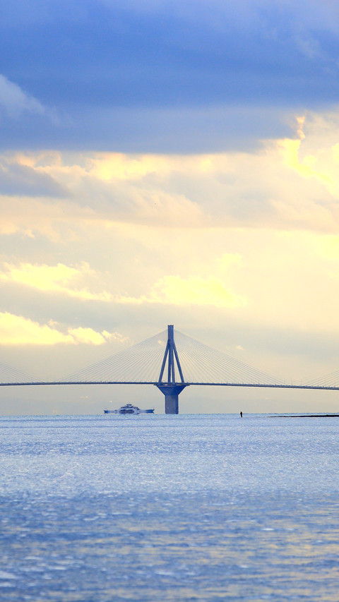 Sky above the Gulf of Corinth and Rio-Antirrio bridge preview