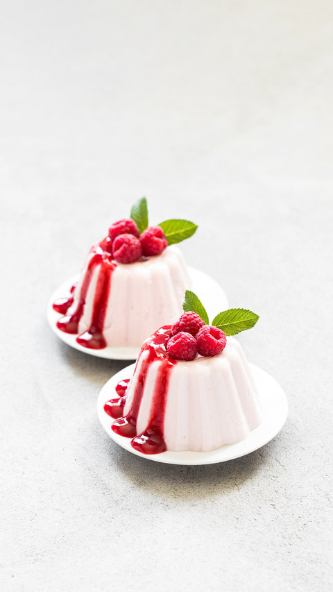 Italian Raspberry Panna Cotta dessert on plate preview