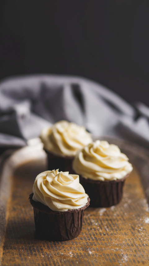 Three muffin with white powdered sugar preview