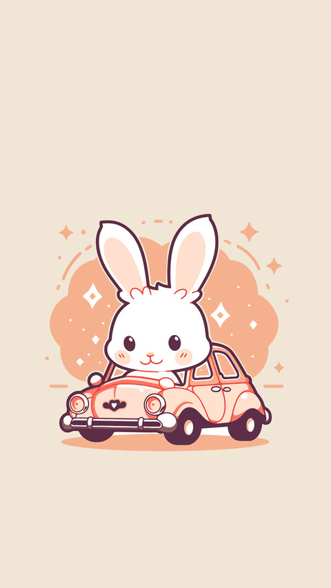 Illustration of a cute pet driving a car preview