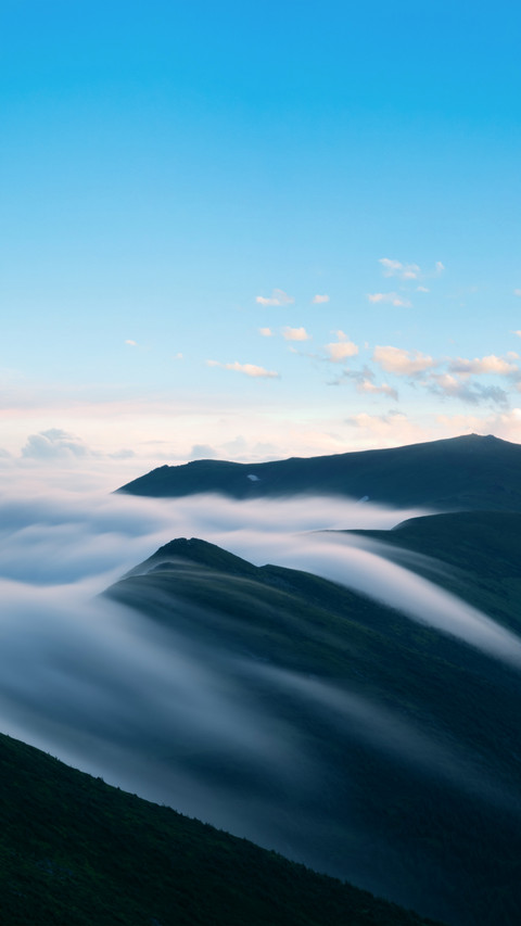 Amazing Flowing Morning Fog in Spring Mountains preview