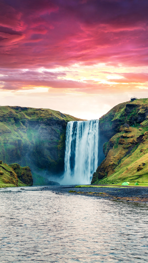 Dramatic summer view of Skogafoss Waterfall on Skoga river preview