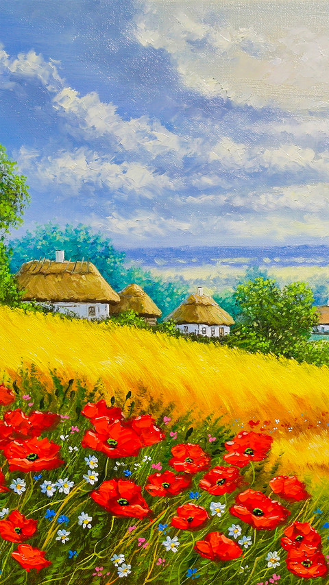Rural Countryside Farmland Oil Painting preview