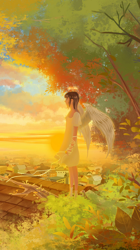 Angel Girl Standing on The Roof preview