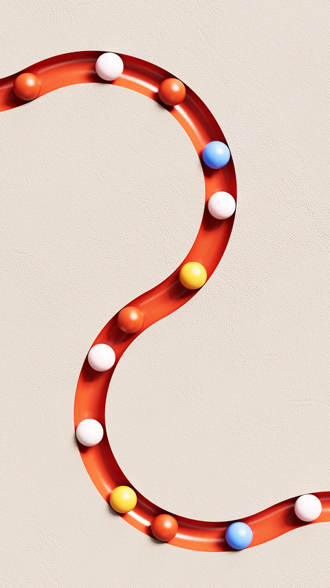 A sphere rolling along a red path preview