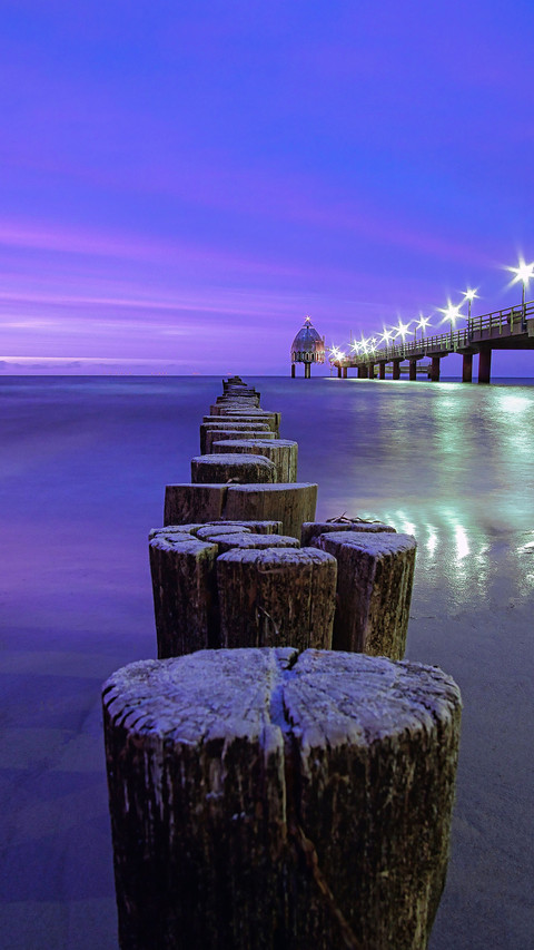 Pier in Zingst in the blue hour preview