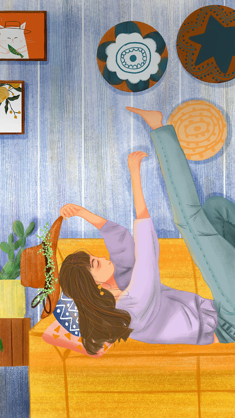 The Girl is Practicing Dancing on The Sofa preview