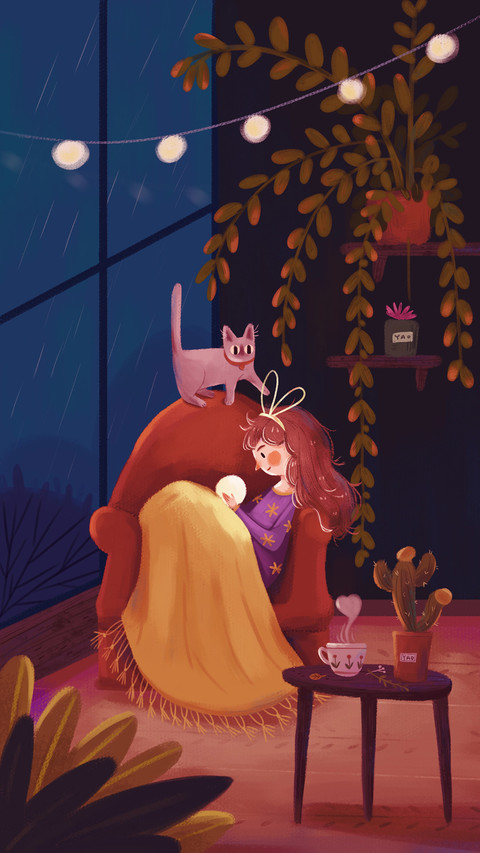 Nest in the sofa at night preview