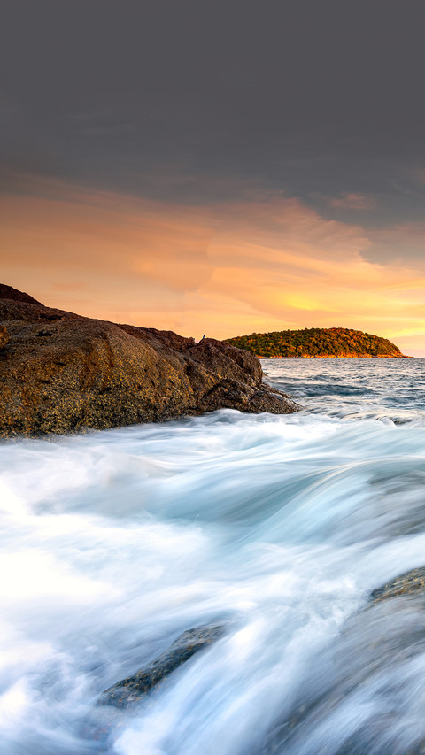 Seascape of wave and rock in Phuket Thailand preview