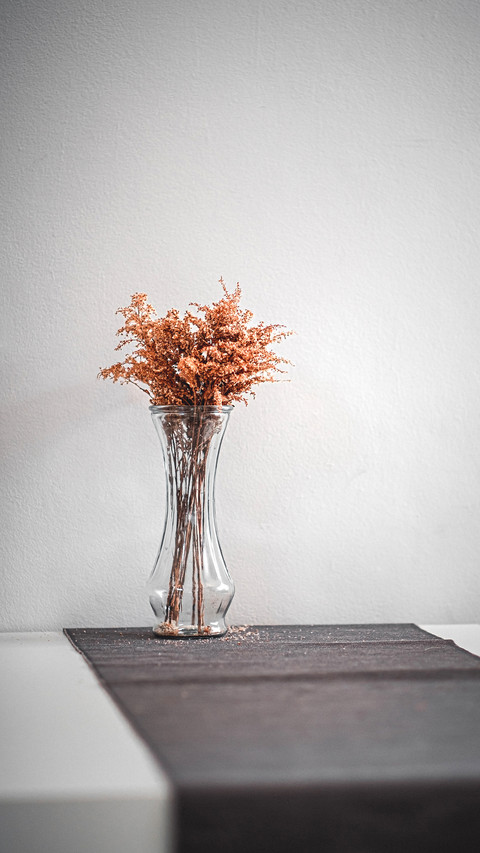 Dry flower in vase, background space on the table preview