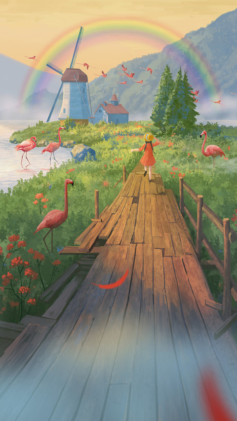 Girl Running in The Grass Full of Flowers preview