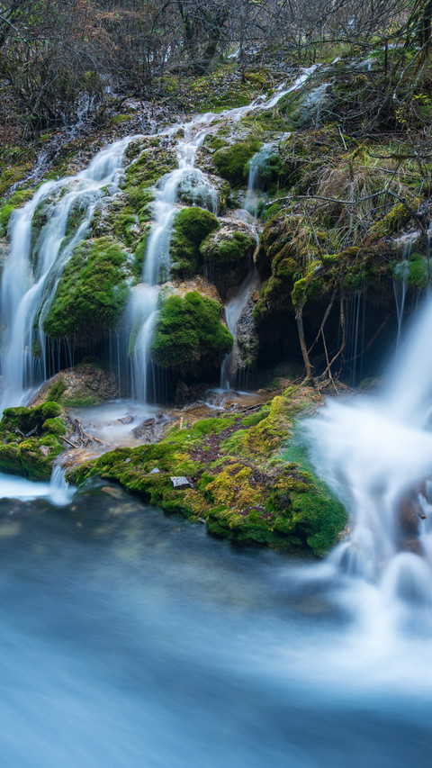 Nine Zigou forest waterfall mossy stone stream preview