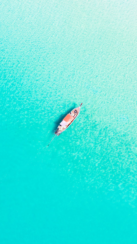 View from above, stunning aerial view of a long-tail boat preview