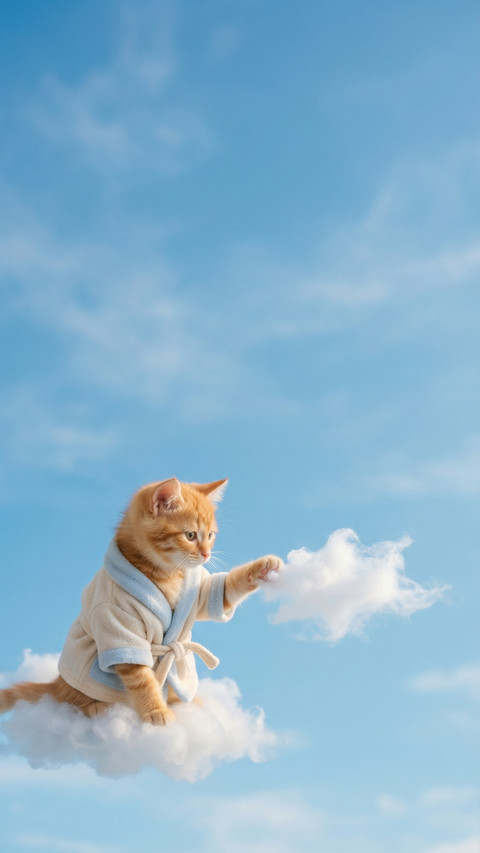 Dreamy Kitten Playing on Clouds preview