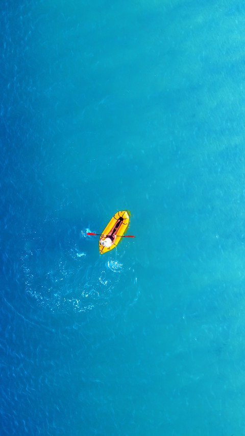 Yellow Packraft Rubber Boat and Turquoise Water Waves preview