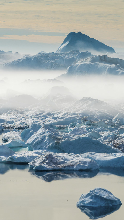 Icebergs in Fog on Sea Surface preview