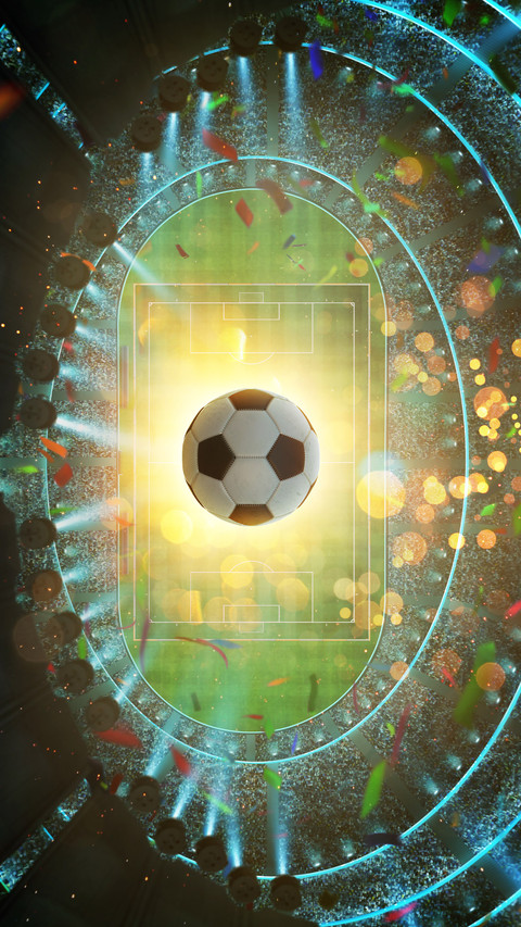 Aerial top angle view of soccer stadium with illumination preview