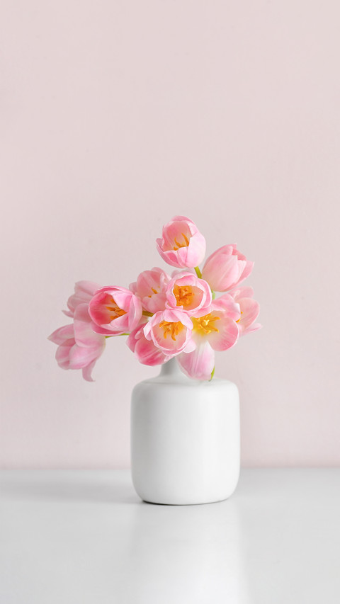 Vase with Beautiful Tulip Flowers on Table preview