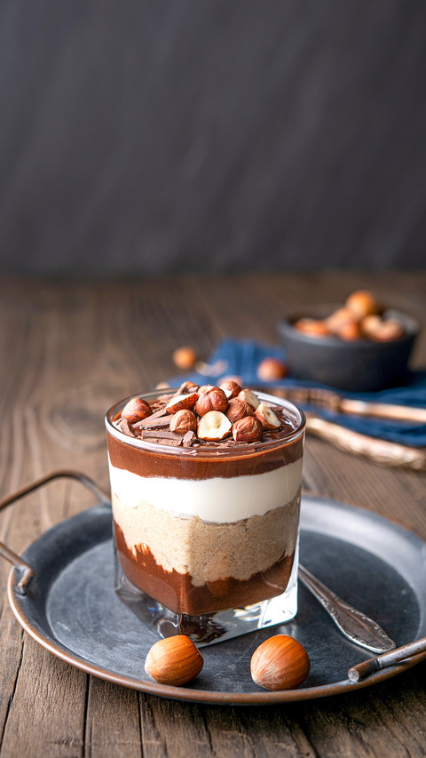 Layered dessert with chocolate mousse preview