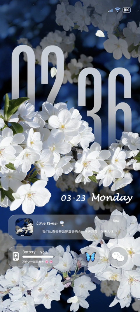 樱花夜壁纸景深时钟 preview