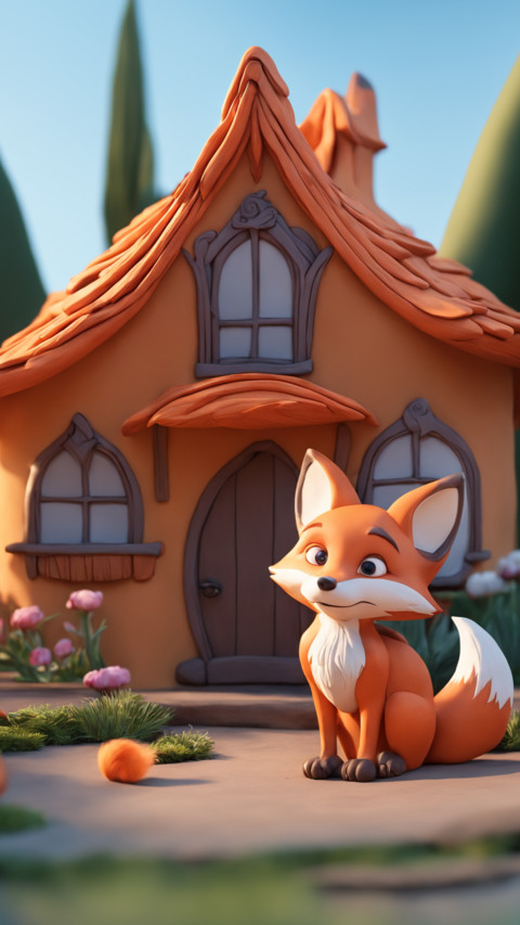 Landscape of a cute fox house in clay preview