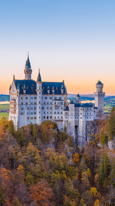 Neuschwanstein Castle in Germany on sunset preview
