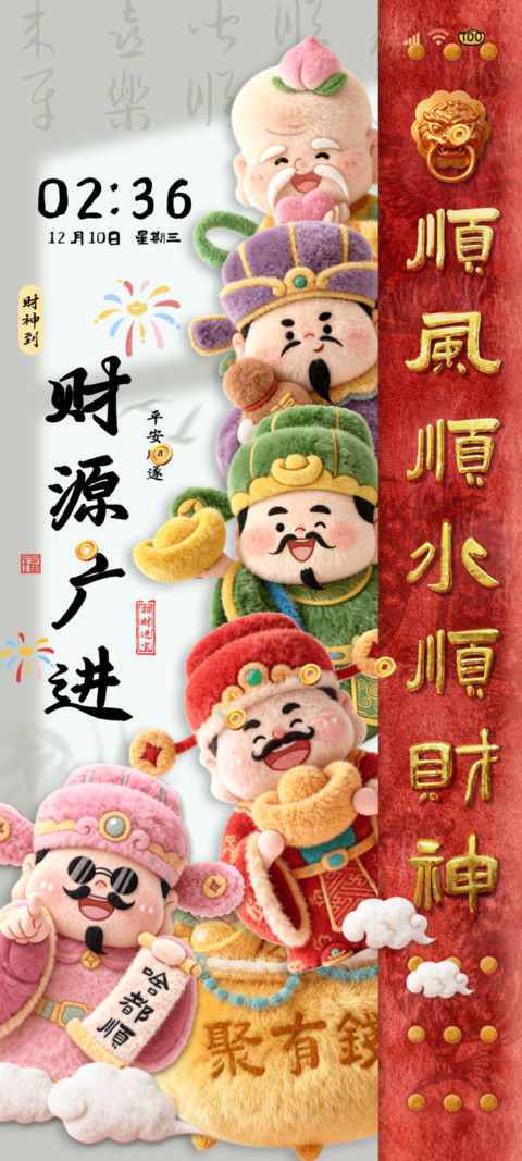 毛绒五路财神到我家 preview