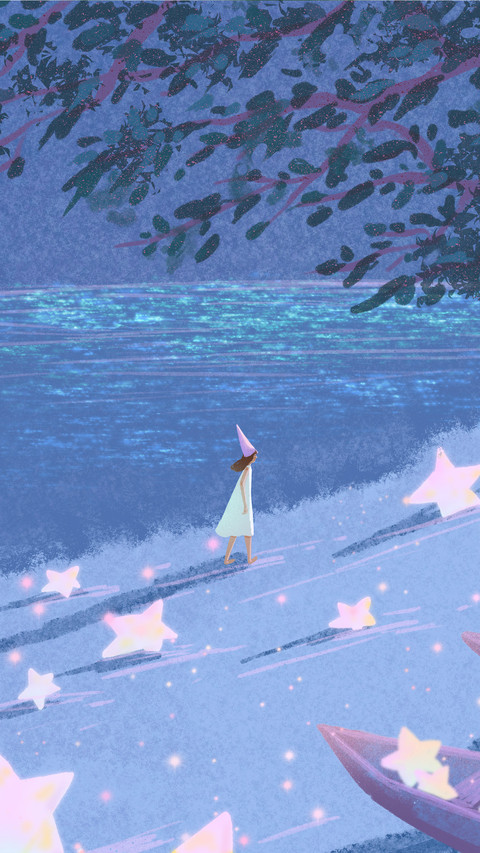 Walking on the Beach Full of Stars at Night preview
